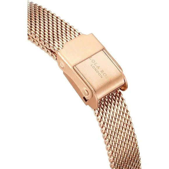 Women Gold Sandstone Watch with Rose Gold Tone Milanese Steel Band